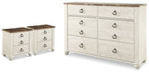 Diamond Furniture - Ashley Furniture - Willowton Dresser and 2 Nightstands - Dresser and 2 Nightstands - B267B60