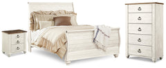 Diamond Furniture - Ashley Furniture - Willowton Queen Sleigh Bed, Chest and Nightstand - Queen Sleigh Bed, Chest and Nightstand - B267B77