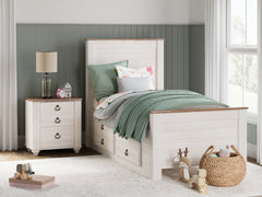 Diamond Furniture - Ashley Furniture - Willowton Twin Panel Bed with 2 Storage Drawers - Twin Panel Bed with 2 Storage Drawers - B267B21