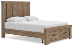 Diamond Furniture - Ashley Furniture - Oliandon Queen Panel Storage Bed - Queen Panel Storage Bed / Light Brown - PCB2844B4