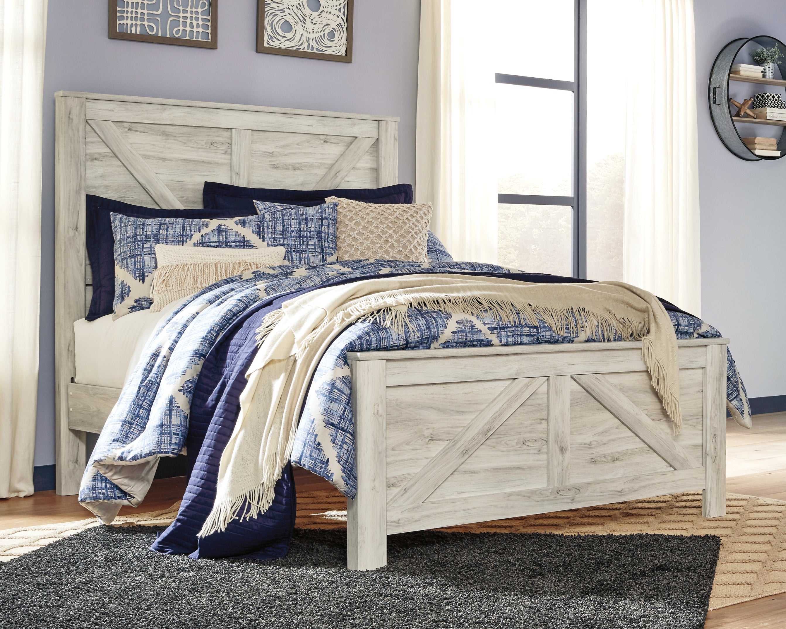 Diamond Furniture - Ashley Furniture - Bellaby Queen Crossbuck Panel Bed - Queen Crossbuck Panel Bed - B331B6