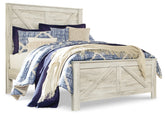 Diamond Furniture - Ashley Furniture - Bellaby Queen Crossbuck Panel Bed, Dresser, Mirror and 2 Nightstands - Queen Crossbuck Panel Bed, Dresser, Mirror and 2 Nightstands / Whitewash - B331B13