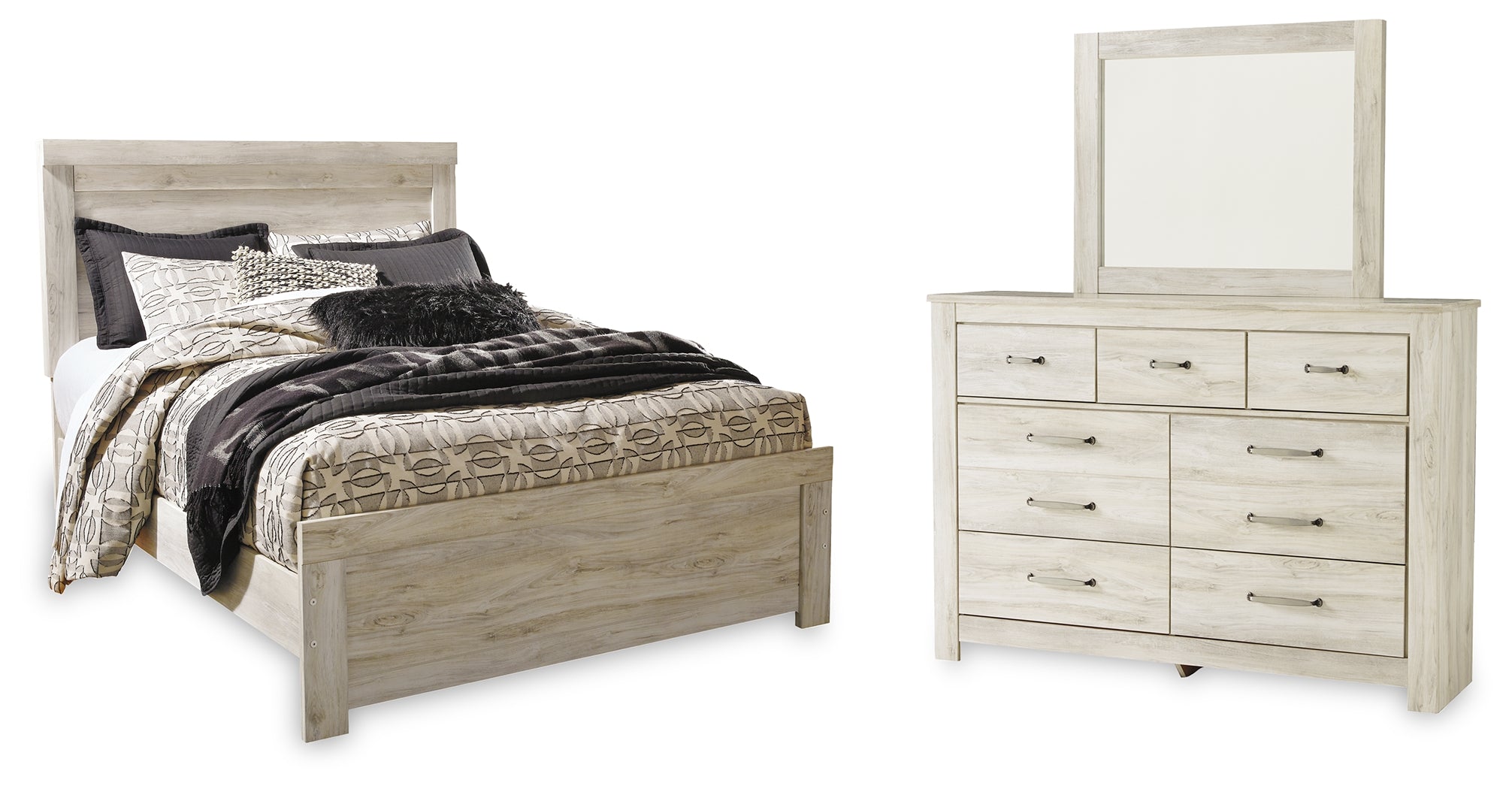Diamond Furniture - Ashley Furniture - Bellaby Queen Panel Bed, Dresser and Mirror - Queen Panel Bed, Dresser and Mirror - B331B3