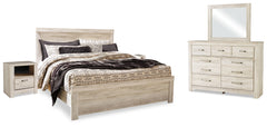 Diamond Furniture - Ashley Furniture - Bellaby King Panel Bed, Dresser, Mirror and 2 Nightstands - King Panel Bed, Dresser, Mirror and 2 Nightstands / Whitewash - B331B22