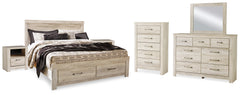 Diamond Furniture - Ashley Furniture - Bellaby King Storage Bed, Dresser, Mirror, Chest and 2 Nightstands - King Storage Bed, Dresser, Mirror, Chest and 2 Nightstands / Whitewash - B331B20