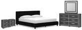 Diamond Furniture - Ashley Furniture - Zuraleus King Upholstered Bed, Dresser, Mirror and 2 Nightstands - King Upholstered Bed, Dresser, Mirror and 2 Nightstands - PCB3380B23