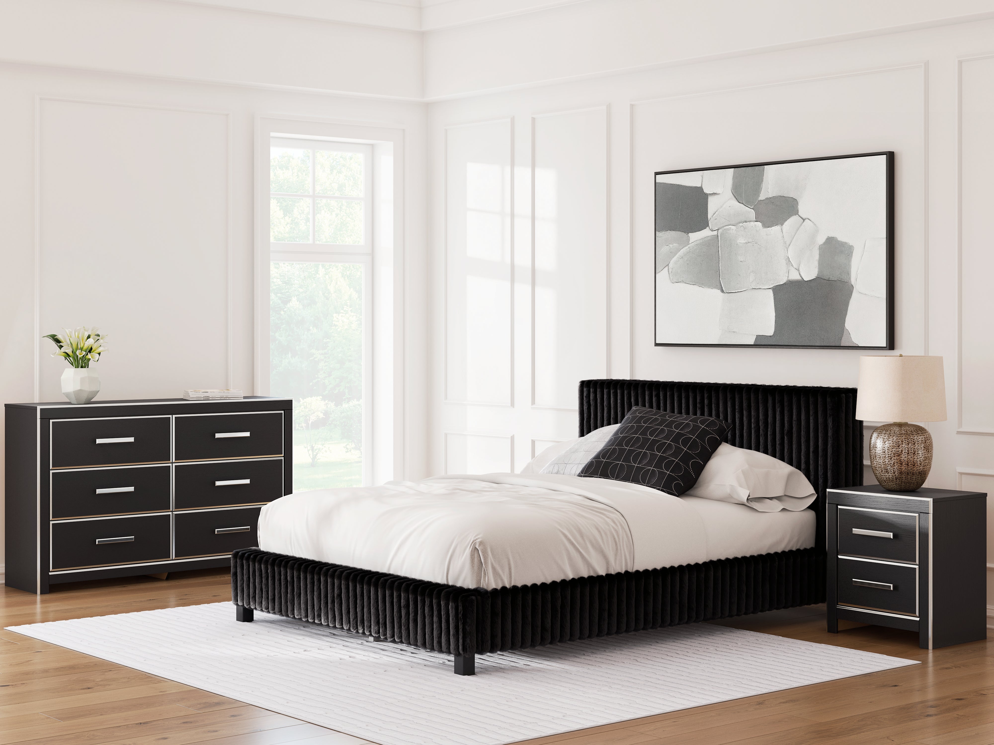 Diamond Furniture - Ashley Furniture - Zuraleus Queen Upholstered Bed, Dresser and Nightstand - Queen Upholstered Bed, Dresser and Nightstand - PCB3380B15