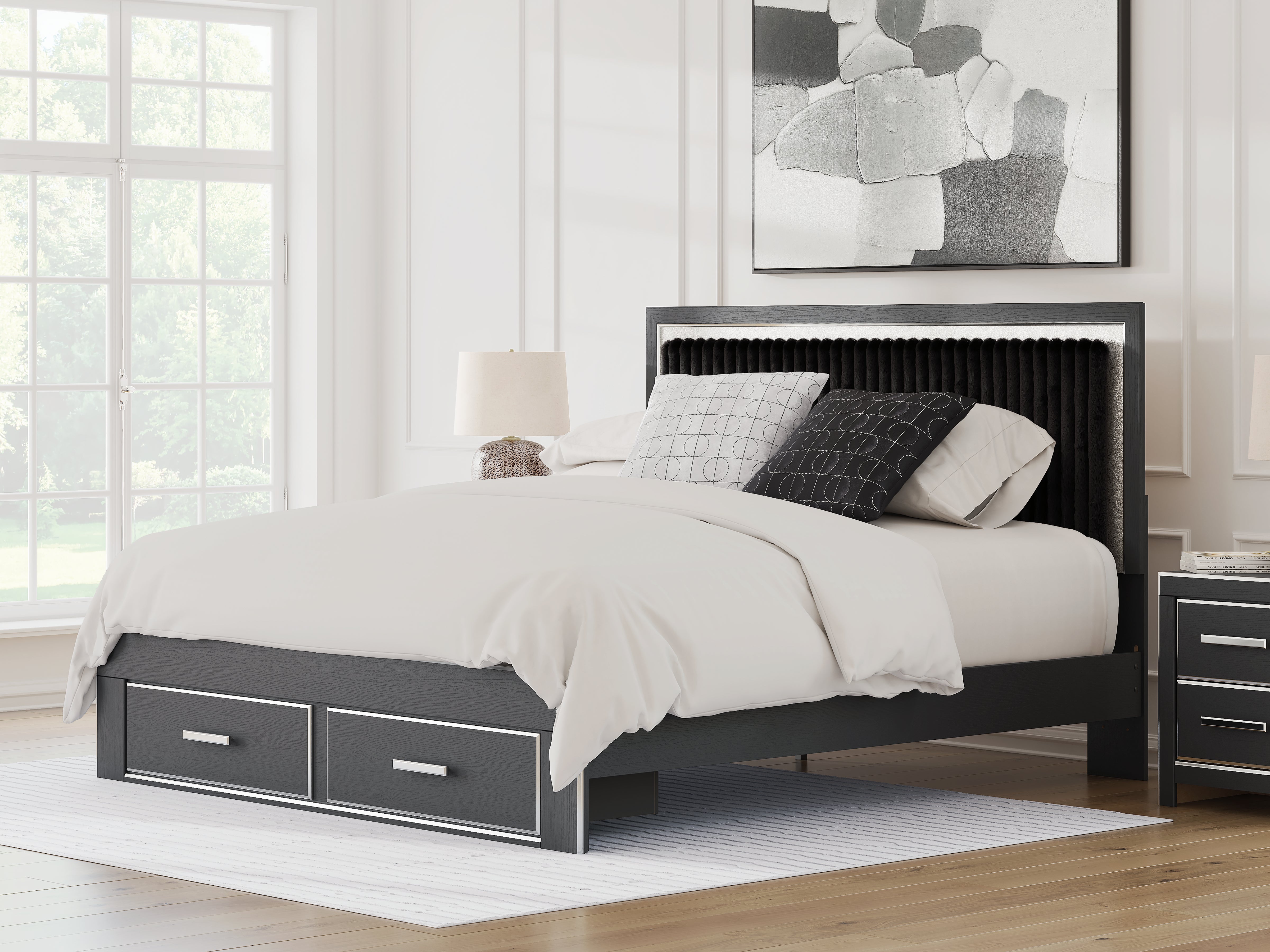 Diamond Furniture - Ashley Furniture - Zuraleus King Upholstered Panel Storage Bed - King Upholstered Panel Storage Bed - PCB3380B11