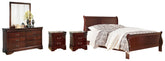 Diamond Furniture - Ashley Furniture - Alisdair Queen Sleigh Bed, Dresser, Mirror, Chest and 2 Nightstands - Queen Sleigh Bed, Dresser, Mirror, Chest and 2 Nightstands - B376B23