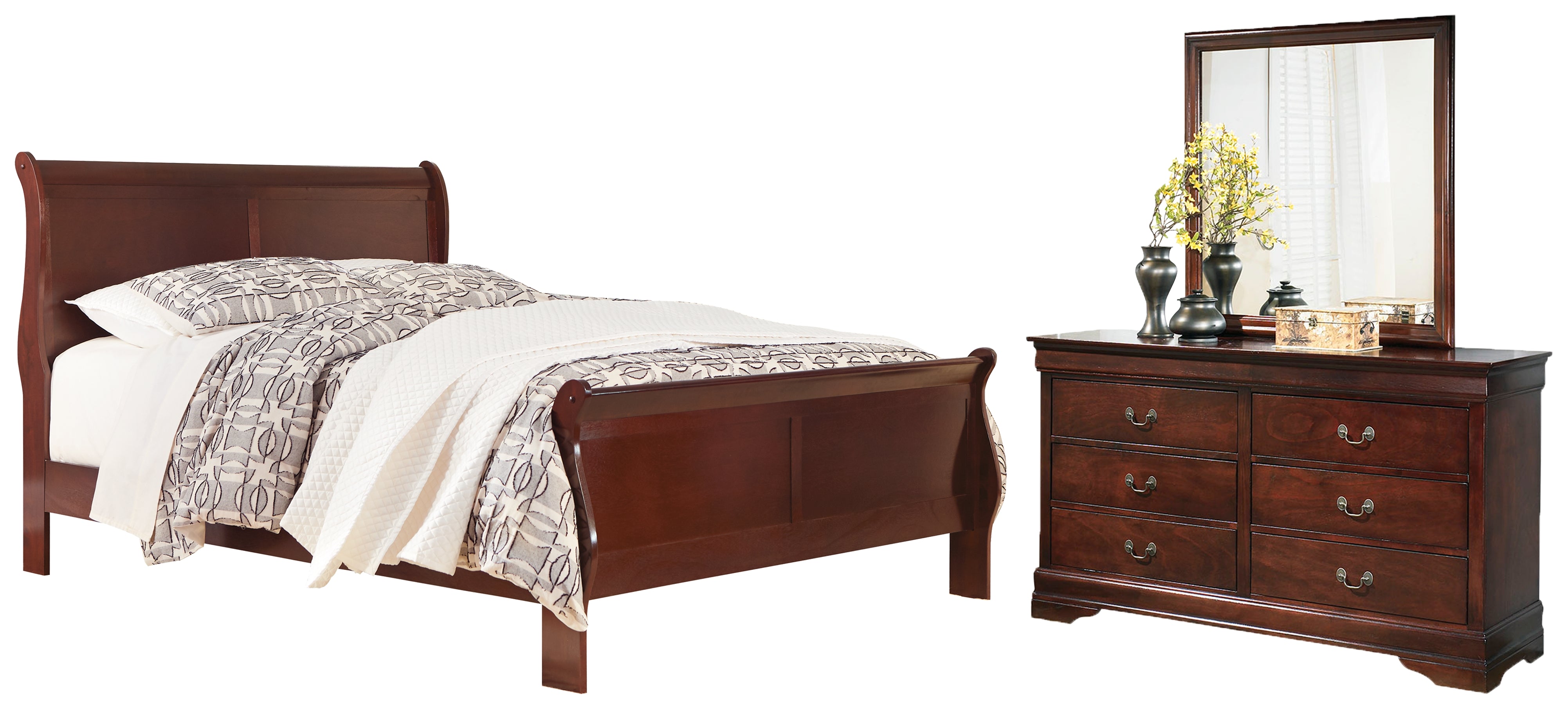 Diamond Furniture - Ashley Furniture - Alisdair Queen Sleigh Bed, Dresser and Mirror - Queen Sleigh Bed, Dresser and Mirror - B376B3