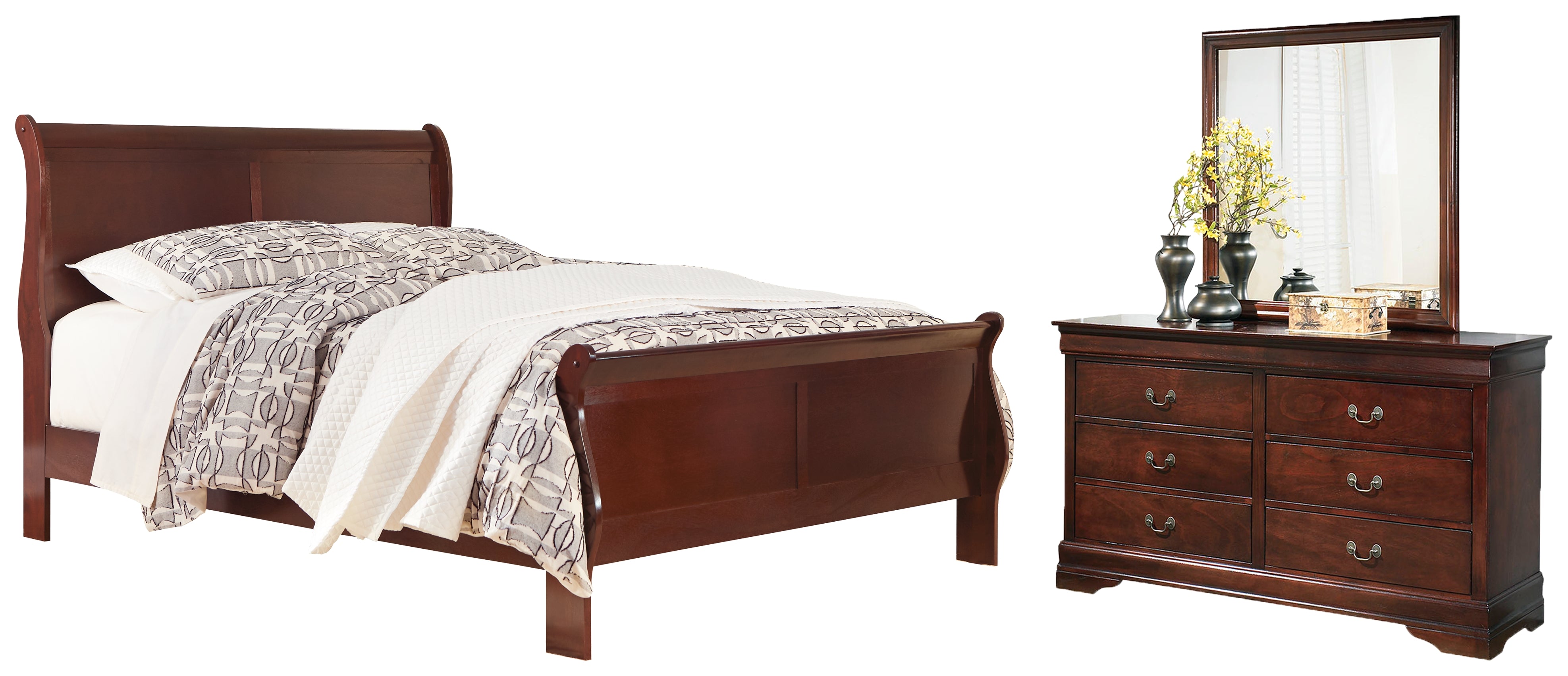 Diamond Furniture - Ashley Furniture - Alisdair California King Sleigh Bed, Dresser and Mirror - California King Sleigh Bed, Dresser and Mirror - B376B22