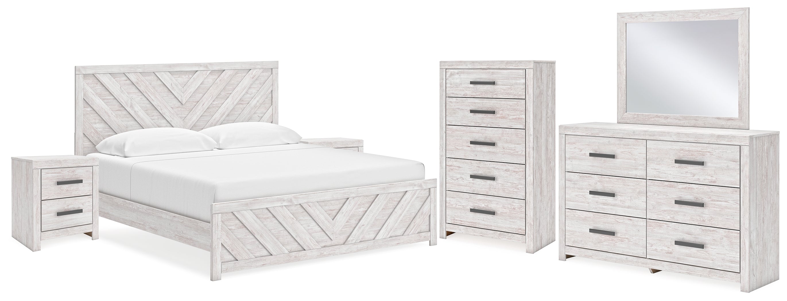 Diamond Furniture - Ashley Furniture - Cayboni King Panel Bed, Dresser, Mirror, Chest and 2 Nightstands - King Panel Bed, Dresser, Mirror, Chest and 2 Nightstands - B3788B12