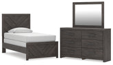 Diamond Furniture - Ashley Furniture - Prendonea Twin Panel Bed, Dresser and Mirror - Twin Panel Bed, Dresser and Mirror - B3789B5