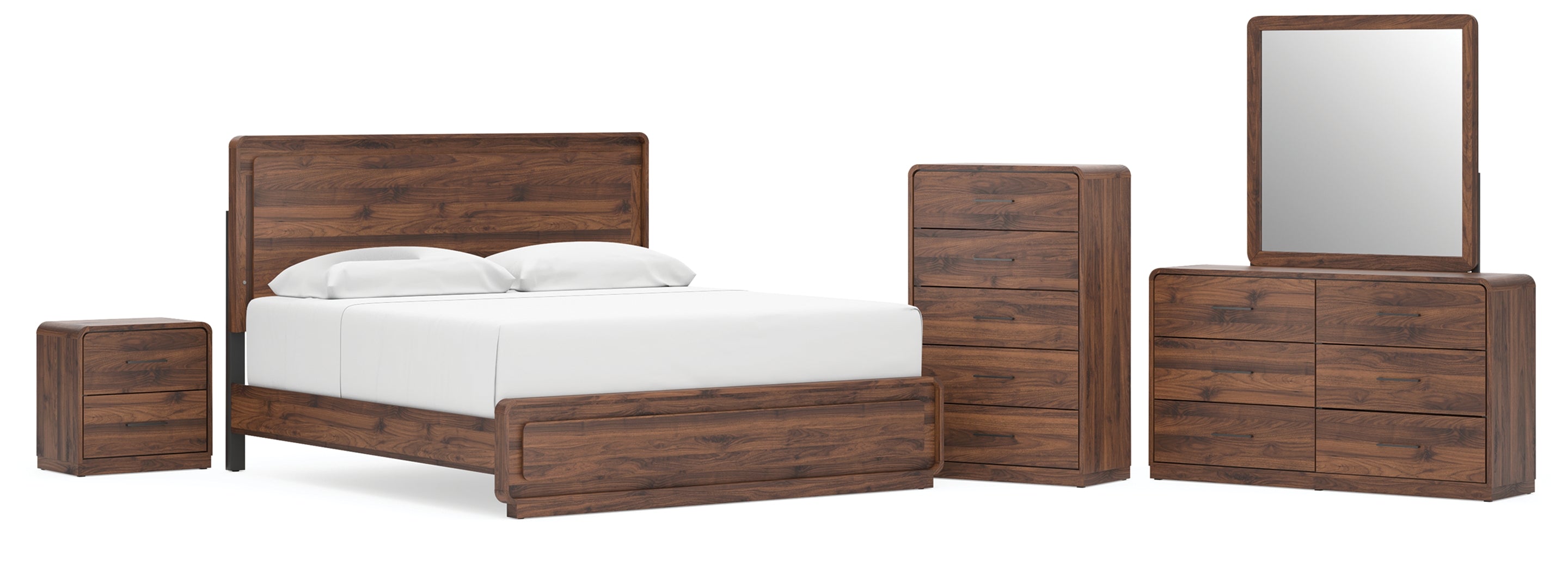 Diamond Furniture - Ashley Furniture - Fortlorn Queen Panel Bed, Dresser, Mirror, 2 Chests and 2 Nightstands - Queen Panel Bed, Dresser, Mirror, 2 Chests and 2 Nightstands - PCB386B12
