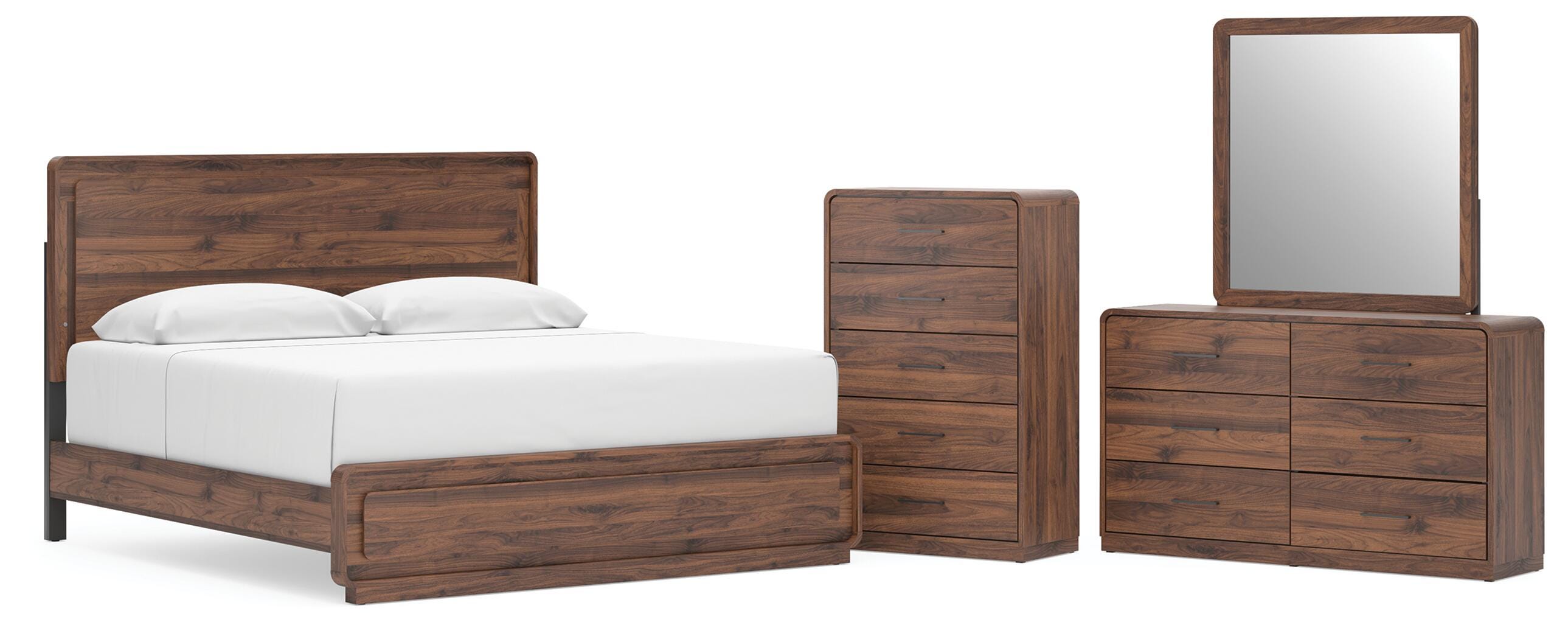 Diamond Furniture - Ashley Furniture - Fortlorn King Panel Bed, Dresser, Mirror and Chest - King Panel Bed, Dresser, Mirror and Chest - B386B15