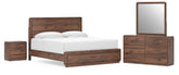 Diamond Furniture - Ashley Furniture - Fortlorn King Panel Bed, Dresser, Mirror and Nightstand - King Panel Bed, Dresser, Mirror and Nightstand - PCB386B14