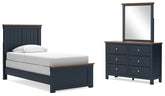 Diamond Furniture - Ashley Furniture - Landocken Twin Panel Bed, Dresser and Mirror - Twin Panel Bed, Dresser and Mirror - B414B6