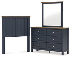 Diamond Furniture - Ashley Furniture - Landocken Twin Panel Headboard, Dresser and Mirror - Twin Panel Headboard, Dresser and Mirror - B414B13