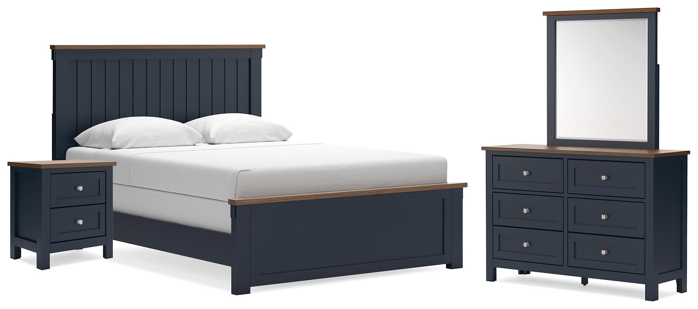 Diamond Furniture - Ashley Furniture - Landocken Queen Panel Bed, Dresser, Mirror and Nightstand - Queen Panel Bed, Dresser, Mirror and Nightstand - B414B18
