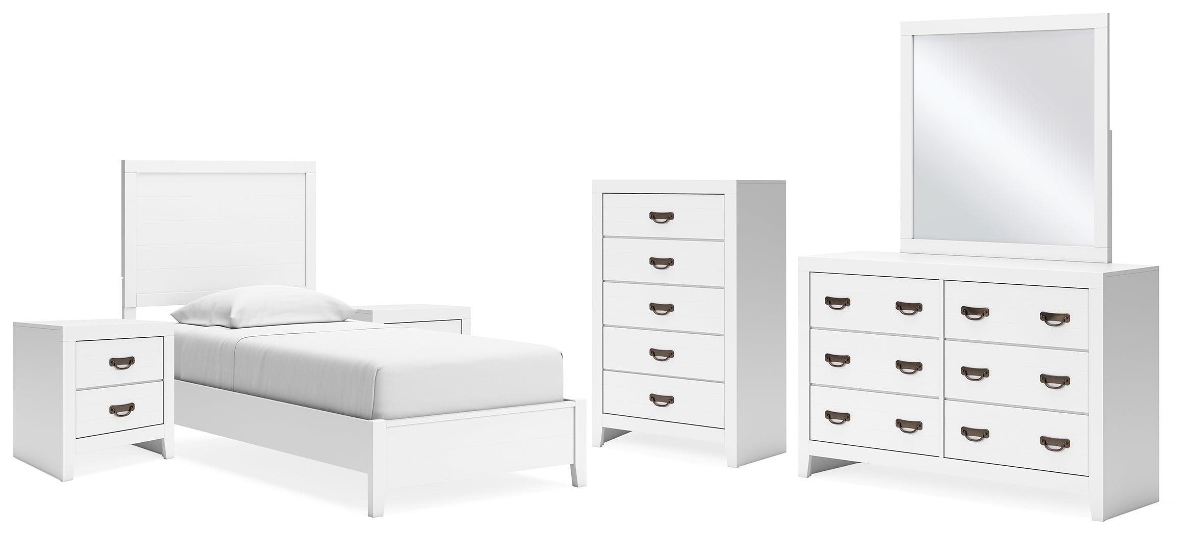 Diamond Furniture - Ashley Furniture - Binterglen Twin Panel Bed, Dresser, Mirror, Chest and 2 Nightstands - Twin Panel Bed, Dresser, Mirror, Chest and 2 Nightstands - B427B19