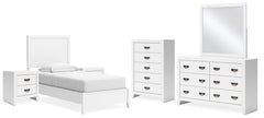 Diamond Furniture - Ashley Furniture - Binterglen Twin Panel Bed, Dresser, Mirror, Chest and 2 Nightstands - Twin Panel Bed, Dresser, Mirror, Chest and 2 Nightstands - B427B19