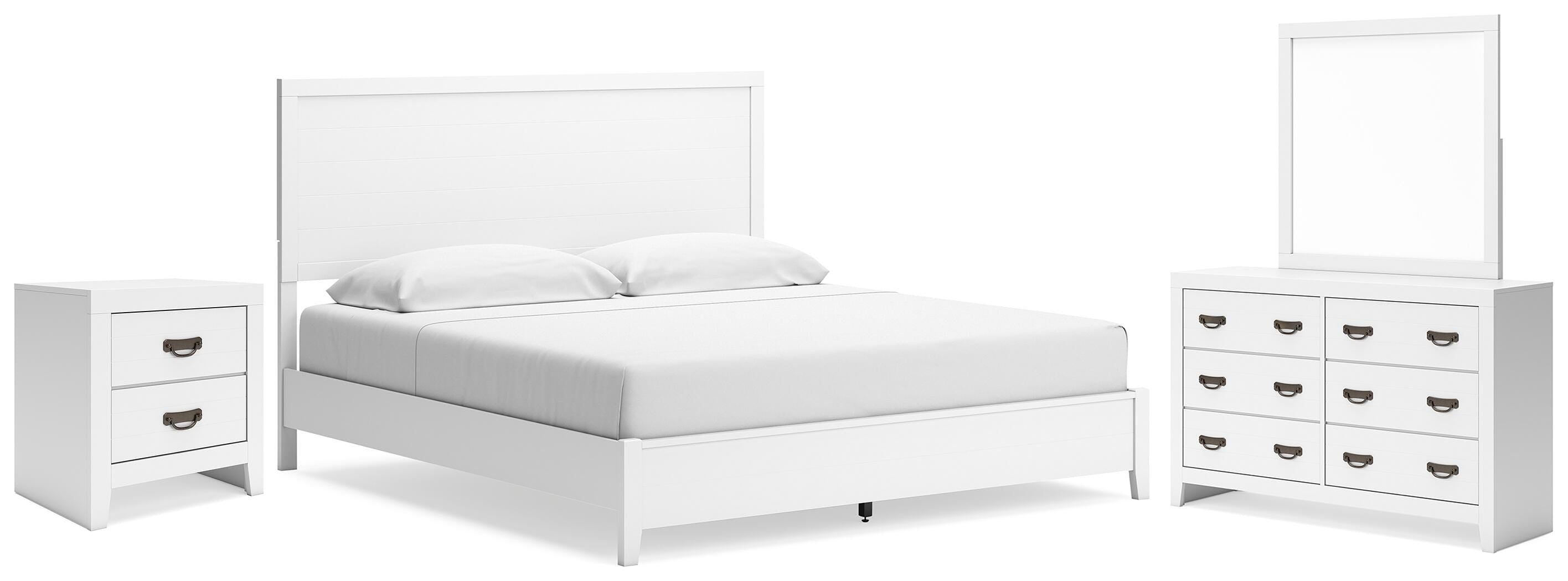 Diamond Furniture - Ashley Furniture - Binterglen King Panel Bed, Dresser, Mirror and Nightstand - King Panel Bed, Dresser, Mirror and Nightstand - B427B16