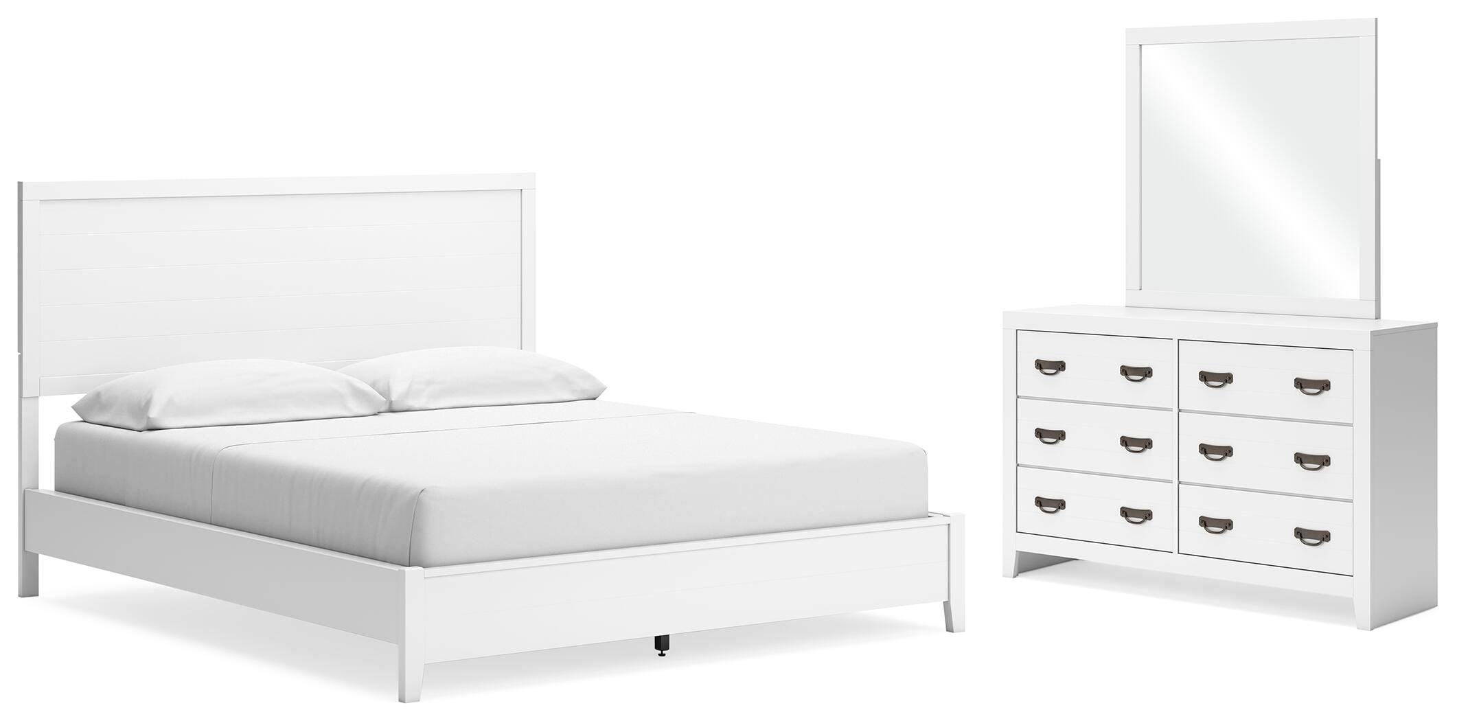 Diamond Furniture - Ashley Furniture - Binterglen California King Panel Bed, Dresser and Mirror - California King Panel Bed, Dresser and Mirror - B427B13