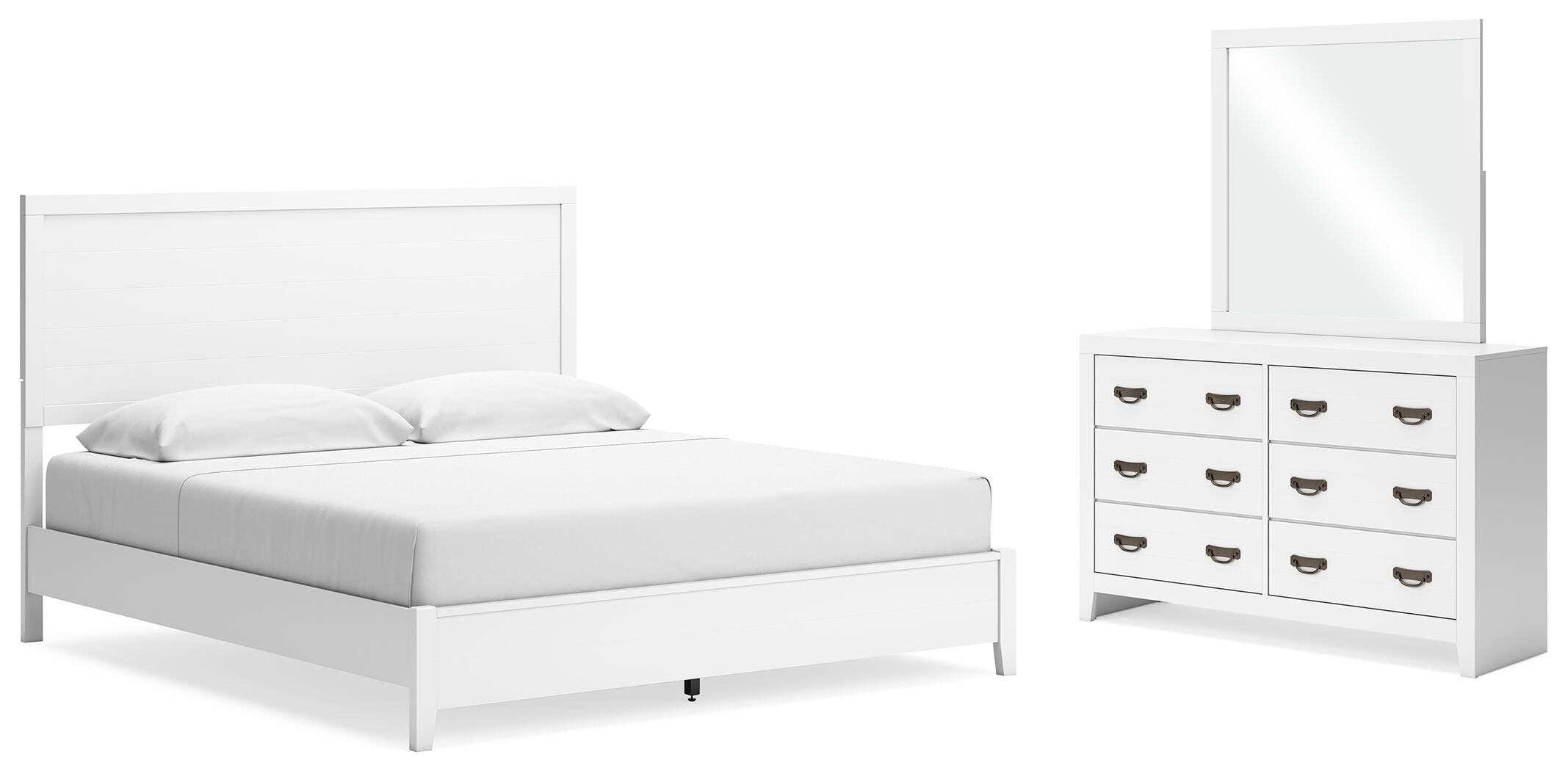 Diamond Furniture - Ashley Furniture - Binterglen King Panel Bed, Dresser and Mirror - King Panel Bed, Dresser and Mirror - B427B12