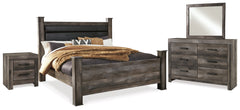 Diamond Furniture - Ashley Furniture - Wynnlow King Poster Bed, Dresser, Mirror and Nightstand - King Poster Bed, Dresser, Mirror and Nightstand - B440B29