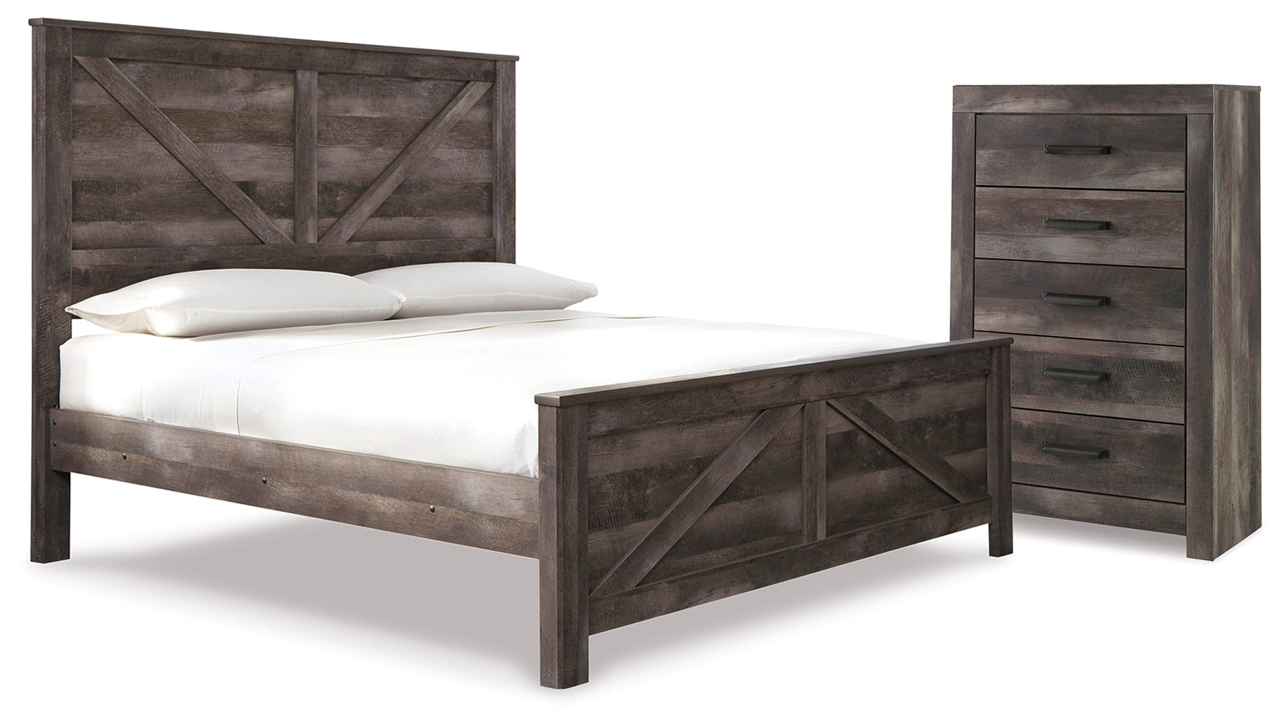 Diamond Furniture - Ashley Furniture - Wynnlow King Crossbuck Panel Bed and Chest - King Crossbuck Panel Bed and Chest - B440B43