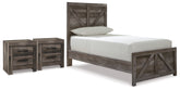 Diamond Furniture - Ashley Furniture - Wynnlow Twin Crossbuck Panel Bed and 2 Nightstands - Twin Crossbuck Panel Bed and 2 Nightstands - B440B46