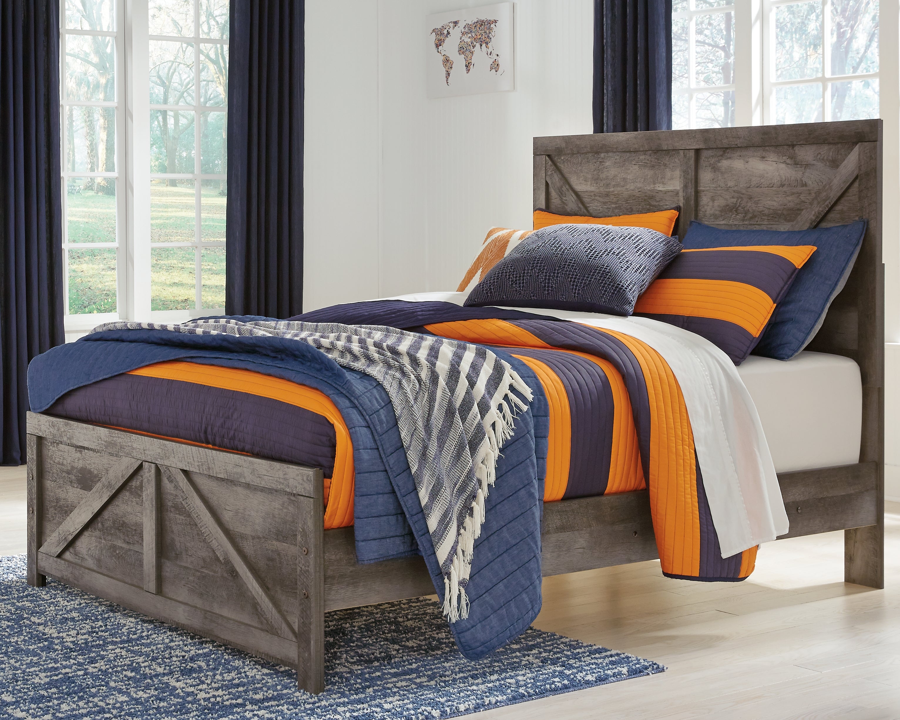 Diamond Furniture - Ashley Furniture - Wynnlow Full Crossbuck Panel Bed - Full Crossbuck Panel Bed - B440B17