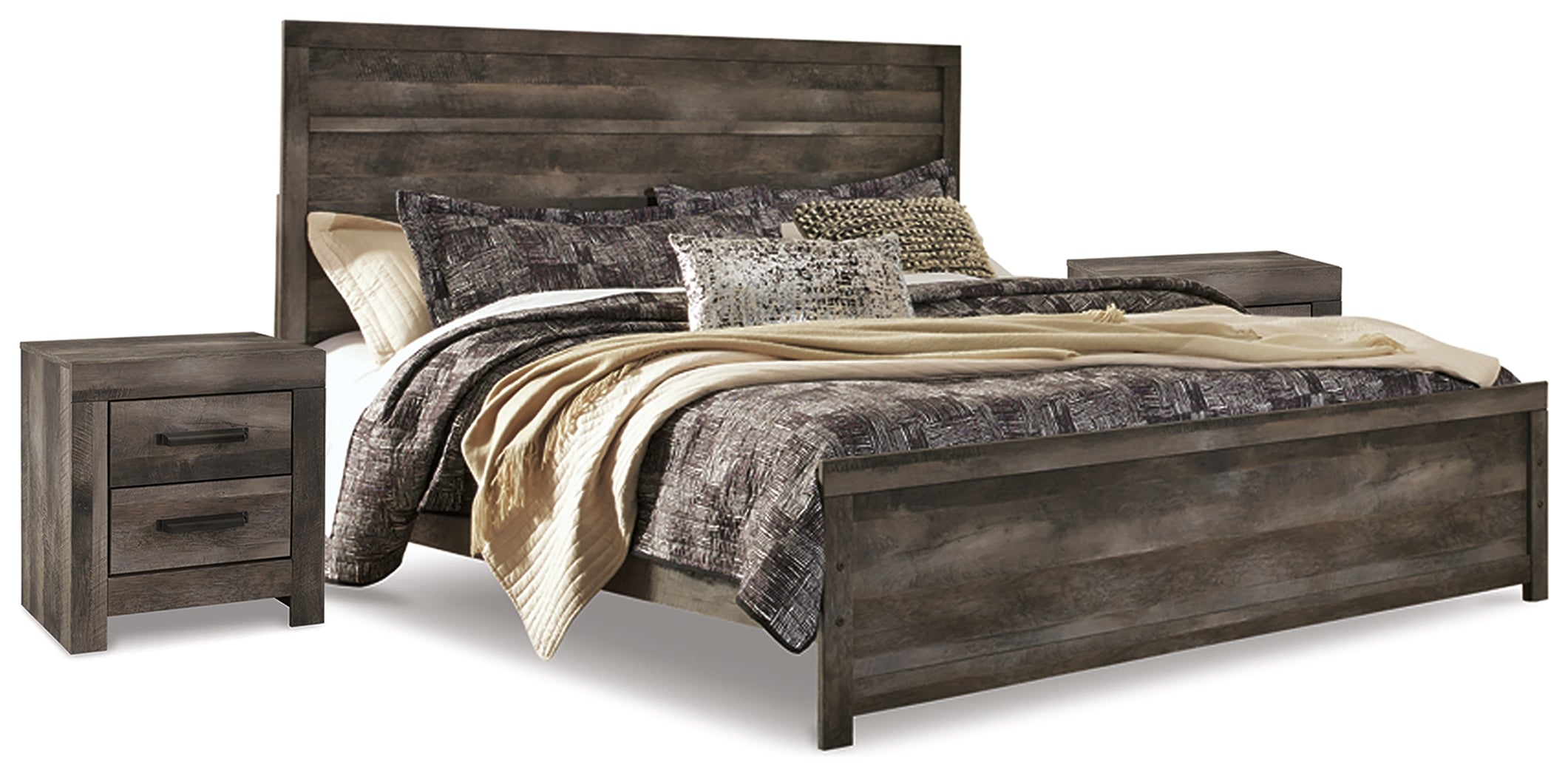 Diamond Furniture - Ashley Furniture - Wynnlow King Panel Bed and 2 Nightstands - King Panel Bed and 2 Nightstands - B440B45