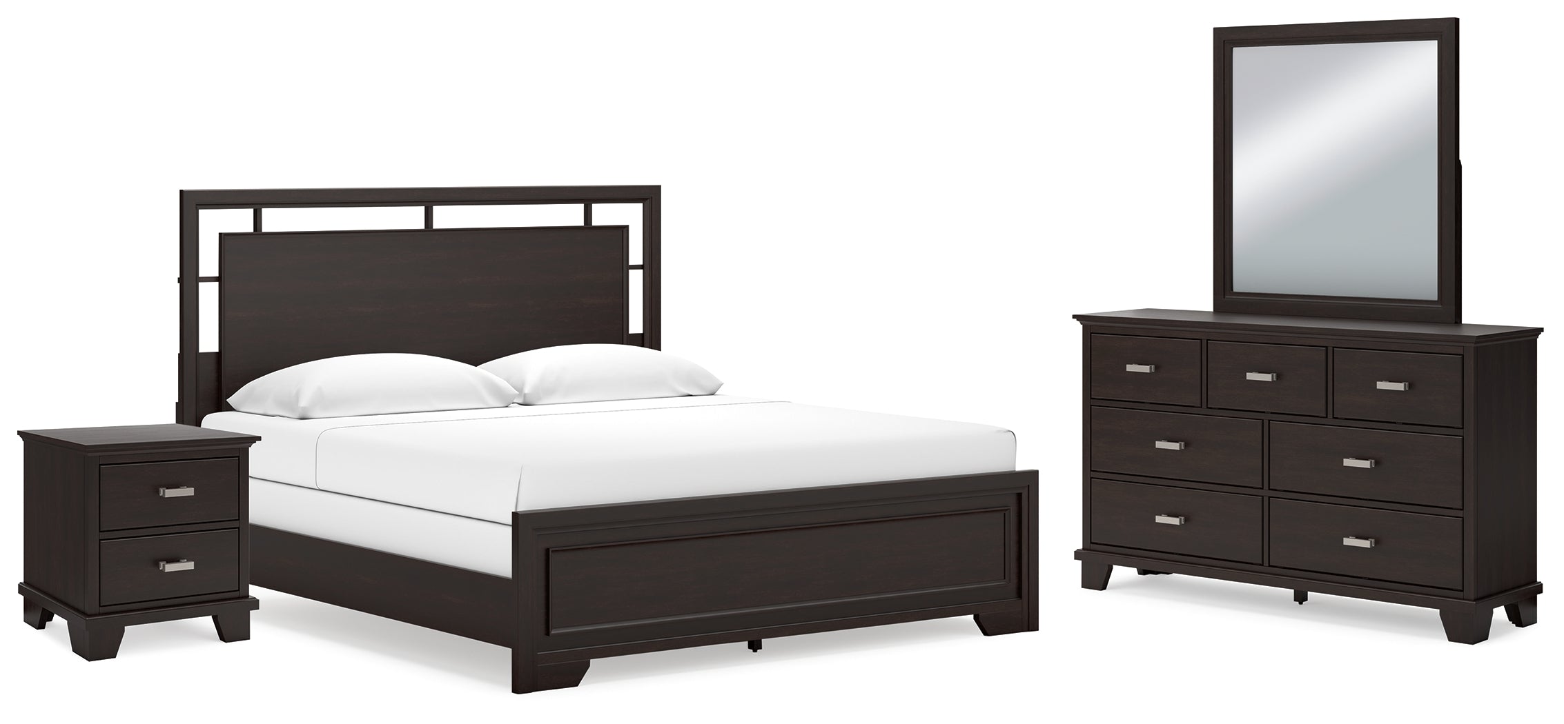 Diamond Furniture - Ashley Furniture - Covetown King Panel Bed, Dresser, Mirror and Nightstand - King Panel Bed, Dresser, Mirror and Nightstand - B441B15