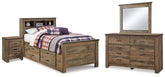 Diamond Furniture - Ashley Furniture - Trinell Twin Bookcase Storage Bed, Dresser, Mirror and Nightstand - Twin Bookcase Storage Bed, Dresser, Mirror and Nightstand - B446B98