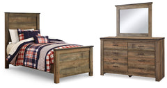 Diamond Furniture - Ashley Furniture - Trinell Twin Panel Bed, Dresser and Mirror - Twin Panel Bed, Dresser and Mirror - B446B77