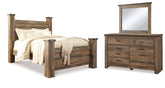 Diamond Furniture - Ashley Furniture - Trinell Queen Poster Bed, Dresser and Mirror - Queen Poster Bed, Dresser and Mirror - B446B83