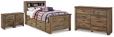 Diamond Furniture - Ashley Furniture - Trinell Twin Bookcase Bed, Dresser and 2 Nightstands - Twin Bookcase Bed, Dresser and 2 Nightstands - B446B101