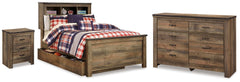 Diamond Furniture - Ashley Furniture - Trinell Full Bookcase Storage Bed, Dresser and Nightstand - Full Bookcase Storage Bed, Dresser and Nightstand - B446B103