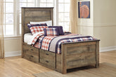 Diamond Furniture - Ashley Furniture - Trinell Twin Panel Bed with 2 Storage Drawers - Twin Panel Bed with 2 Storage Drawers - B446B15