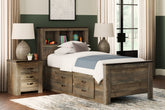 Diamond Furniture - Ashley Furniture - Trinell Twin Bookcase Bed with 2 Storage Drawers - Twin Bookcase Bed with 2 Storage Drawers - B446B17