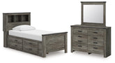 Diamond Furniture - Ashley Furniture - Frandern Twin Bookcase Bed with Storage, Dresser and Mirror - Twin Bookcase Bed with Storage, Dresser and Mirror - B4480B10
