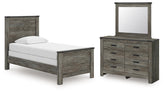 Diamond Furniture - Ashley Furniture - Frandern Twin Panel Bed, Dresser and Mirror - Twin Panel Bed, Dresser and Mirror - B4480B18