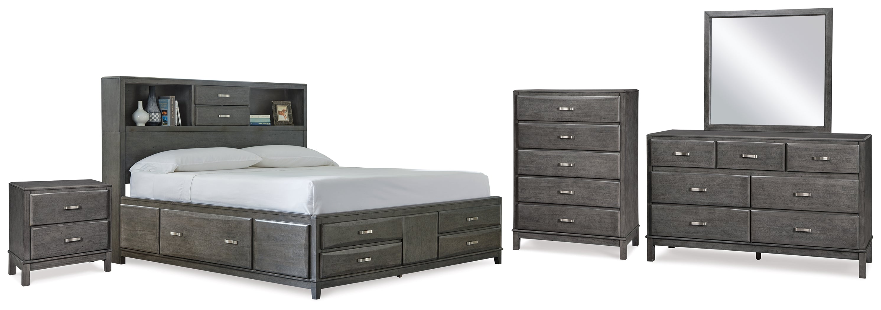 Diamond Furniture - Ashley Furniture - Caitbrook Queen Storage Bed, Dresser, Mirror, Chest and Nightstand - Queen Storage Bed, Dresser, Mirror, Chest and Nightstand - B476B14