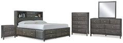 Diamond Furniture - Ashley Furniture - Caitbrook Queen Storage Bed, Dresser, Mirror, Chest and Nightstand - Queen Storage Bed, Dresser, Mirror, Chest and Nightstand - B476B14