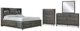Diamond Furniture - Ashley Furniture - Caitbrook Queen Storage Bed, Dresser, Mirror and Chest - Queen Storage Bed, Dresser, Mirror and Chest - B476B15