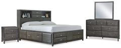 Diamond Furniture - Ashley Furniture - Caitbrook Queen Storage Bed, Dresser, Mirror and Nightstand - Queen Storage Bed, Dresser, Mirror and Nightstand - B476B13