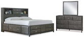 Diamond Furniture - Ashley Furniture - Caitbrook Queen Storage Bed, Dresser and Mirror - Queen Storage Bed, Dresser and Mirror - B476B3
