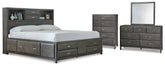 Diamond Furniture - Ashley Furniture - Caitbrook California King Storage Bed, Dresser, Mirror and Chest - California King Storage Bed, Dresser, Mirror and Chest - B476B11