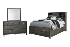 Diamond Furniture - Ashley Furniture - Caitbrook Full Storage Bed with Mirrored Dresser - Full Storage Bed with Mirrored Dresser - B476B5